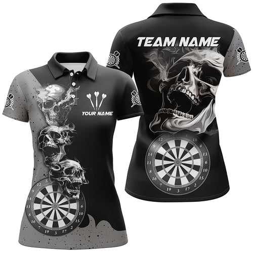 Personalized Smoking Skull Black Dart Shirts For Women Custom Darts League Cool Dart Team Jerseys TDM2804