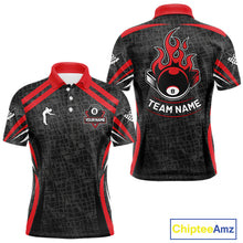 Load image into Gallery viewer, Black And Red 8 Ball Flame Billiard Shirt For Men Custom Pool Team Shirt, Billiard Jersey TDM5790