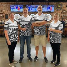 Load image into Gallery viewer, Custom Black And White Grunge Darts Shirt For Women, Darts Team Jersey Polo &amp; 1/4 Zip TDM6143