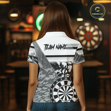 Load image into Gallery viewer, Custom Black And White Grunge Darts Shirt For Women, Darts Team Jersey Polo &amp; 1/4 Zip TDM6143