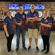 Load image into Gallery viewer, Blue And Red Thunder Lightning Dragon Darts Shirt For Women Custom Darts Team Jersey Polo &amp; 1/4 Zip TDM6577