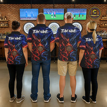 Load image into Gallery viewer, Blue And Red Thunder Lightning Dragon Darts Shirt For Women Custom Darts Team Jersey Polo &amp; 1/4 Zip TDM6577