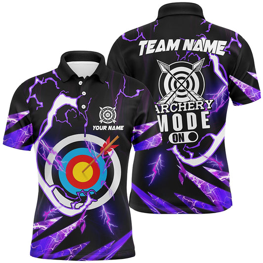 Personalized Purple Thunder Archery Mode On Men Polo Shirts, Custom Archery Jerseys Team Shirts TDM1133