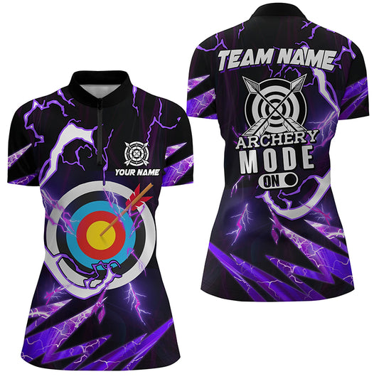 Custom Purple Thunder Archery Mode On Women Quarter-Zip Shirts, Archery Jerseys Team Shirts TDM1133
