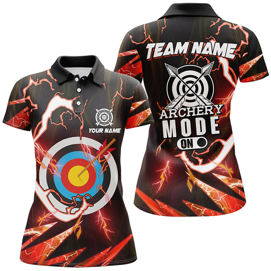 Personalized Red Thunder Archery Mode On Women Polo Shirts, Custom Archery Jerseys Team Shirts TDM1134