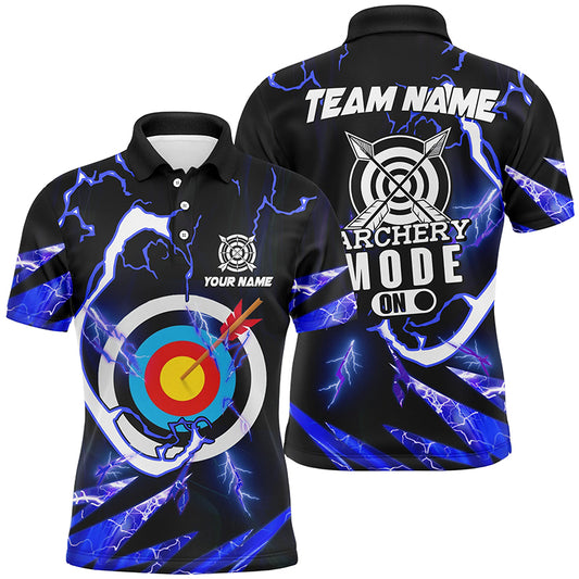Personalized Blue Thunder Archery Mode On Men Polo Shirts, Custom Archery Jerseys Team Shirts TDM1135