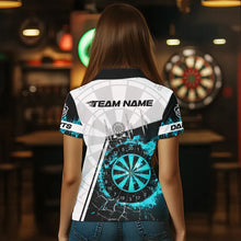 Load image into Gallery viewer, Personalized Turquoise Break Glass Dartboard Fire Polo, 1/4 Zip Custom Women Dart Shirts Dart Jersey TDM3775