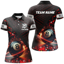 Load image into Gallery viewer, Red And Black Glowing 8 Ball Pool Custom Women Polo &amp; Quarter-Zip Shirts Team League Billiard Jersey TDM1883