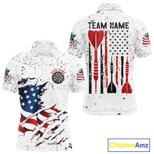 Load image into Gallery viewer, Personalized White Grunge American Flag Darts Jersey For Men Custom Patriotic Darts Team Shirts TDM5076