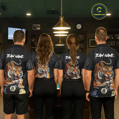 Funny Tiger 8 Ball, 9 Ball & 10 Ball US Flag Billiard Shirt For Women Custom Pool Team Jersey TDM5541