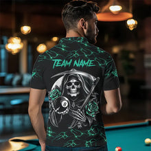 Load image into Gallery viewer, Turquoise Funny Grim Reaper Roses 8 Ball Pool Men Billiard Shirts Custom Thunder Billiard Jersey TDM3630