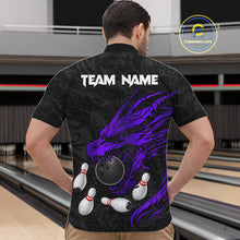 Load image into Gallery viewer, Black And Purple Custom Dragon Bowling Shirt For Men, Bowling Team Jersey Polo &amp; Quarter Zip TDM6167