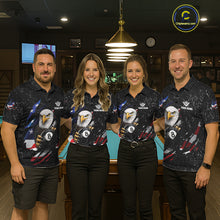 Load image into Gallery viewer, Black Grunge US Flag Eagle Billiard Shirt For Women Custom 8 Ball Pool Team Jersey Polo &amp; 1/4 Zip TDM6404