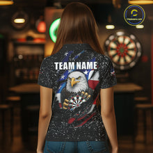 Load image into Gallery viewer, Custom Eagle Darts Jersey For Women, Black Grunge American Flag Patriotic Darts Shirt Polo &amp; 1/4 Zip TDM6405
