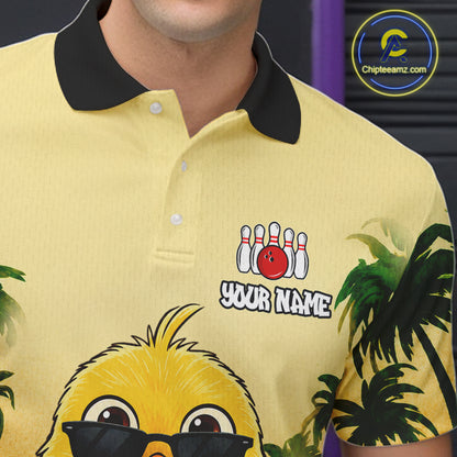 Custom Cute Chicken Summer Bowling Shirts For Men, Funny Bowling Team Jersey Polo & 1/4 Zip TDM6591