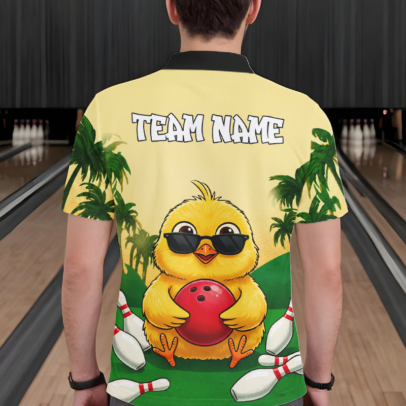 Custom Cute Chicken Summer Bowling Shirts For Men, Funny Bowling Team Jersey Polo & 1/4 Zip TDM6591