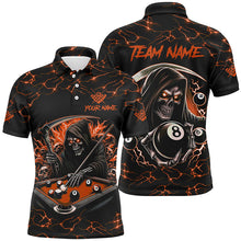 Load image into Gallery viewer, Orange Funny Death Skeleton 8 Ball Pool Men Billiard Shirts Custom Name Lightning Billiard Jerseys TDM2828