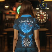 Load image into Gallery viewer, Blue Hawkeye Thunder Lightning Darts Shirt For Women Custom Darts Jersey Team Polo &amp; 1/4 Zip TDM5302