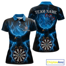 Load image into Gallery viewer, Blue Hawkeye Thunder Lightning Darts Shirt For Women Custom Darts Jersey Team Polo &amp; 1/4 Zip TDM5302