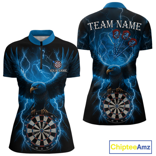 Blue Hawkeye Thunder Lightning Darts Shirt For Women Custom Darts Jersey Team Polo & 1/4 Zip TDM5302