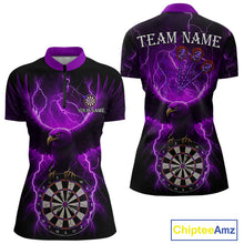 Load image into Gallery viewer, Purple Hawkeye Thunder Lightning Darts Shirt For Women Custom Darts Jersey Team Polo &amp; 1/4 Zip TDM5303