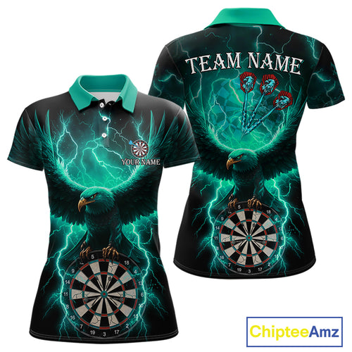 Turquoise Hawkeye Thunder Lightning Darts Shirt For Women Custom Darts Jersey Team Polo & 1/4 Zip TDM5304