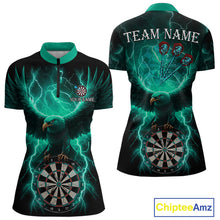 Load image into Gallery viewer, Turquoise Hawkeye Thunder Lightning Darts Shirt For Women Custom Darts Jersey Team Polo &amp; 1/4 Zip TDM5304