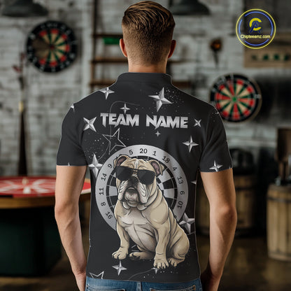 Personalized Funny Bulldog Darts Shirt For Men Custom Star Pattern Dart Jersey Team Polo & 1/4 Zip TDM5554