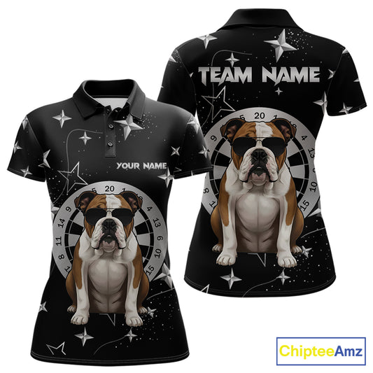 Personalized Funny Bulldog Darts Shirt For Women Custom Star Pattern Dart Jersey Team Polo & 1/4 Zip TDM5555