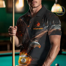 Load image into Gallery viewer, Personalized Fire 9 Ball Eagle Billiard Shirt For Men Custom Pool Team Jersey Polo &amp; 1/4 Zip TDM6408
