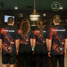 Load image into Gallery viewer, Flaming US Flag Eagle 8 Ball Billiard Shirt For Men Custom Patriotic Pool Jersey Polo &amp; 1/4 Zip TDM6411