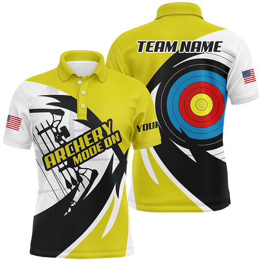 Personalized Yellow Archery Jerseys Men Polo & Quarter-Zip Shirts Custom Archery Bow Shirts TDM1687