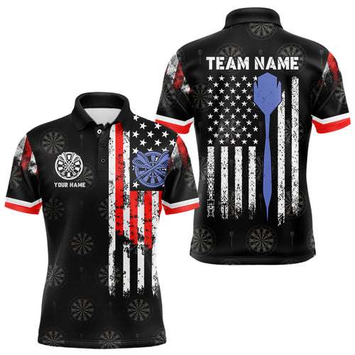 Personalized American Flag Dart Polo & Quarter Zip Shirt For Men Custom Patriotic Dart Jerseys TDM3083