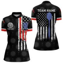 Load image into Gallery viewer, Personalized American Flag Dart Polo &amp; Quarter Zip Shirt For Women Custom Patriotic Dart Jerseys TDM3083