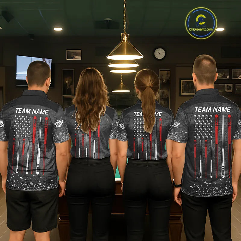 Personalized Billiard US Flag 8 Ball Pool Shirt For Women, Billiard Team Jersey Polo & 1/4 Zip TDM5579