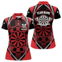Load image into Gallery viewer, Personalized Black And Red Dartboard Pattern Dart Shirts For Women Custom Dart Jerseys Team Uniform TDM3651