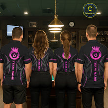 Load image into Gallery viewer, Custom Pink 8 Ball Pool Crown Billiard Shirts For Women, Billiard Team Jersey Polo &amp; 1/4 Zip |Black TDM6193