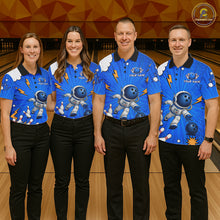 Load image into Gallery viewer, Blue Funny Astronaut Bowling Shirt For Women Custom Bowling Jersey, Bowling Uniform Polo &amp; 1/4 Zip TDM6421