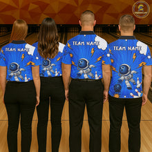 Load image into Gallery viewer, Blue Funny Astronaut Bowling Shirt For Women Custom Bowling Jersey, Bowling Uniform Polo &amp; 1/4 Zip TDM6421