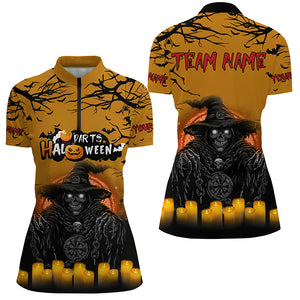 Personalized Death Skeleton Halloween Women Darts Shirts, Funny Halloween Shirts For Darts Lover TDM2619