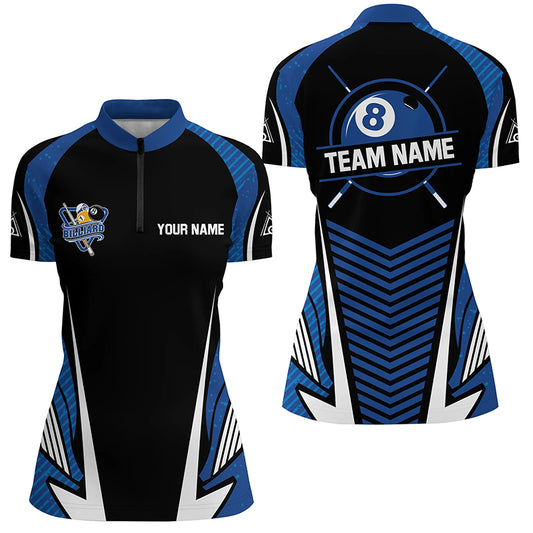 Personalized Blue Billiard Jerseys For Women Custom Billiard Team Shirts Tournament Pool Jerseys TDM2621