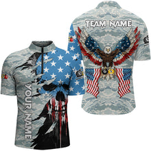 Load image into Gallery viewer, Customized Camo Ball 8 &amp; Ball 9 Eagle Flag Skull Men Billiard Shirts, US Patriotic Billiard Jersey TDM3093