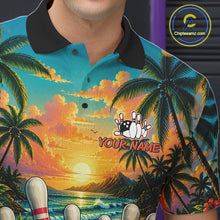Load image into Gallery viewer, Personalized Hibiscus Summer Bowling Jersey, Ocean Scene Bowling Shirts Polo &amp; Quarter Zip For Men TDM6635