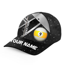 Load image into Gallery viewer, Personalized 9 Ball Pool Black Billiard Cap Hats For Pooler Custom 3D Printed Billiard Baseball Caps TDM2120