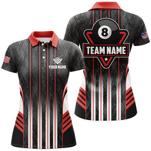 Load image into Gallery viewer, Personalized Red 8 Ball Pool Billiard Jerseys For Women, Billiard League Team Polo &amp; 1/4 Zip Shirts TDM2862