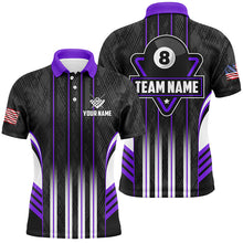 Load image into Gallery viewer, Personalized Purple 8 Ball Pool Billiard Jerseys For Men, Billiard League Team Polo &amp; 1/4 Zip Shirt TDM2864