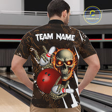Load image into Gallery viewer, Personalized Skull Bowling Jersey For Men Custom Bowling Team Shirt Polo &amp; Quarter Zip | Orange TDM6205