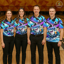 Load image into Gallery viewer, Blue Funny Shark Graffiti Bowling Shirts For Men, Best Bowling Team Jersey Polo &amp; Quarter Zip TDM6209
