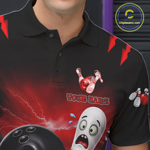 Load image into Gallery viewer, Funny Bowling Ball Custom Black And Red Bowling Shirt For Men, Bowling Team Jersey Polo &amp; 1/4 Zip TDM6210