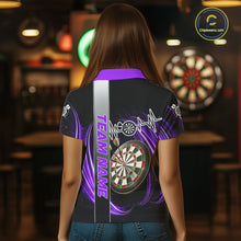 Load image into Gallery viewer, Personalized Purple Swirl Heartbeat Darts Shirt For Women Custom Darts Jersey Team Polo &amp; 1/4 Zip TDM6215